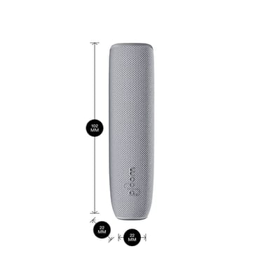 Ploom AURA device with a Lunar Silver Back Cover shown with product dimensions: 10.2cm height x 2.2 cm width and 2.2 cm depth