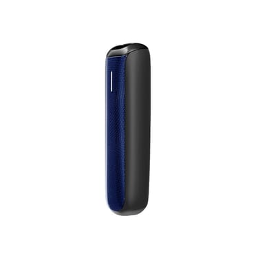 Ploom AURA Navy Blue Augmented Pattern Front Panel shown with product dimensions: 9.65cm height x 3.30 cm width and 1.80 cm depth