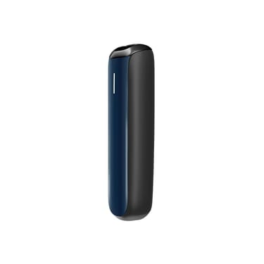 Side view of Ploom Aura front panel accessory in Navy Blue color.