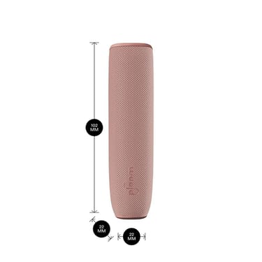Ploom AURA device with a Rose Gold Back Cover shown with product dimensions: 10.2cm height x 2.2 cm width and 2.2 cm depth