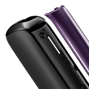 Primo piano del pannello frontale Ploom Aura in Lavender, staccato dal dispositivo.