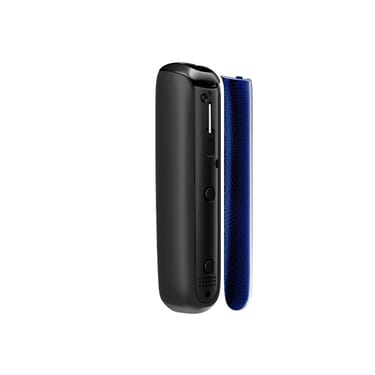 Side view of Ploom Aura front panel accessory in Navy Blue Augmented Pattern color.