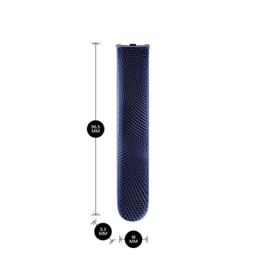 Ploom AURA front panels with Navy Blue Augmented Pattern placed on a table.