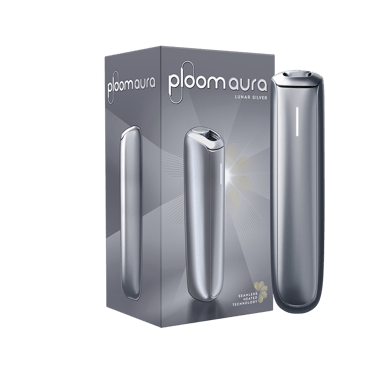 Ploom AURA Lunar Silver dispositivo e sua confezione