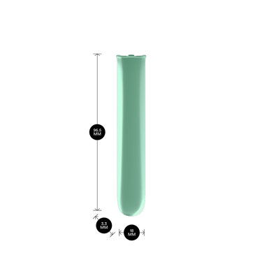 Ploom AURA Teal Electric Pop Front Panel shown with product dimensions: 9.65cm height x 3.30 cm width and 1.80 cm depth