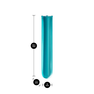 Ploom AURA Ocean Blue Front Panel shown with product dimensions: 9.65cm height x 3.30 cm width and 1.80 cm depth