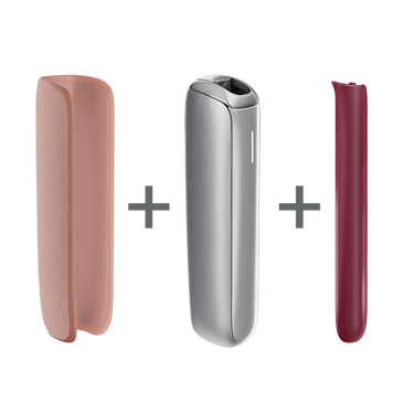 Ploom AURA Bundle Expert con dispositivo Lunar Silver, cover frontale Dark Orchid e cover posteriore Rose Gold