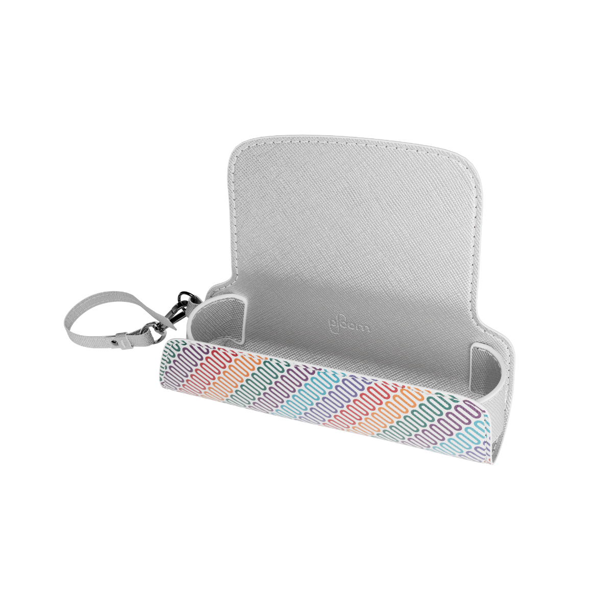 Lateral view of a Multicolored Patterned Canvas Solo Carry Case with Ploom AURA device and sticks (not included)